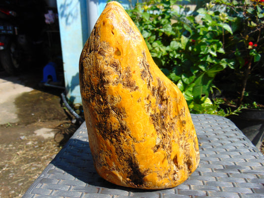 469 gram Polished Indonesia Yellow Fragrance Amber for Healing K640