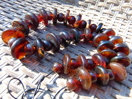 164 gr Small Necklace beads Indonesian Red Amber for Healing 26NE45