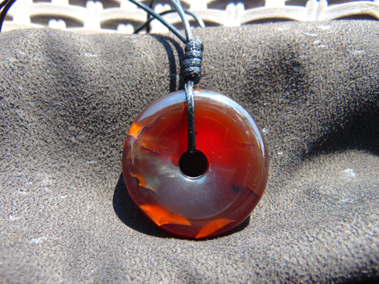 12 gr Donut Pendant Indonesian Blue Red Amber for Healing 25A120