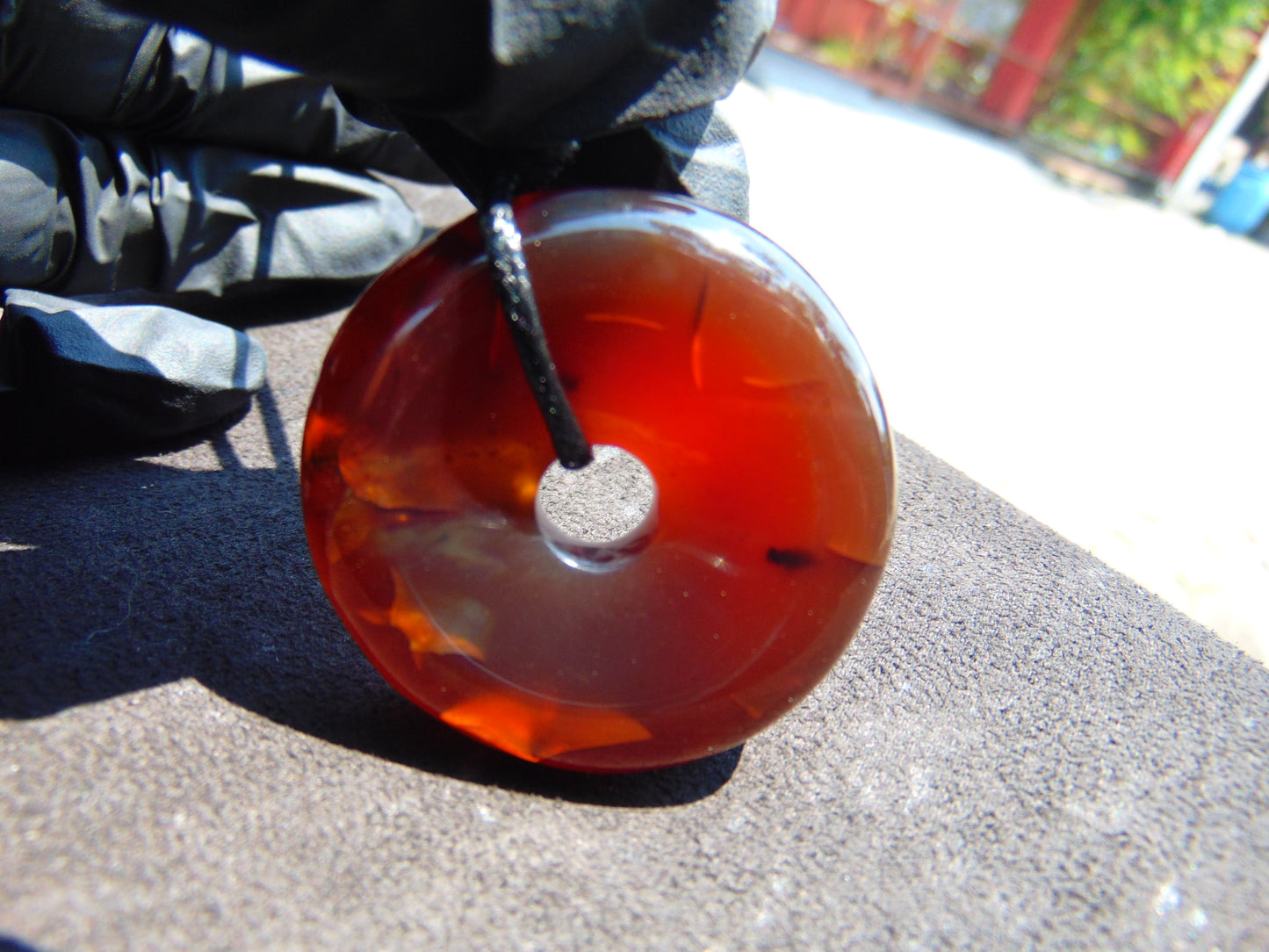 12 gr Donut Pendant Indonesian Blue Red Amber for Healing 25A120