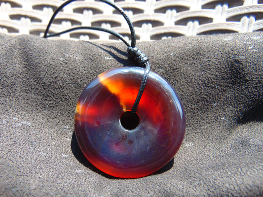 16 gr Donut Pendant Indonesian Blue Red Amber for Healing 25A123