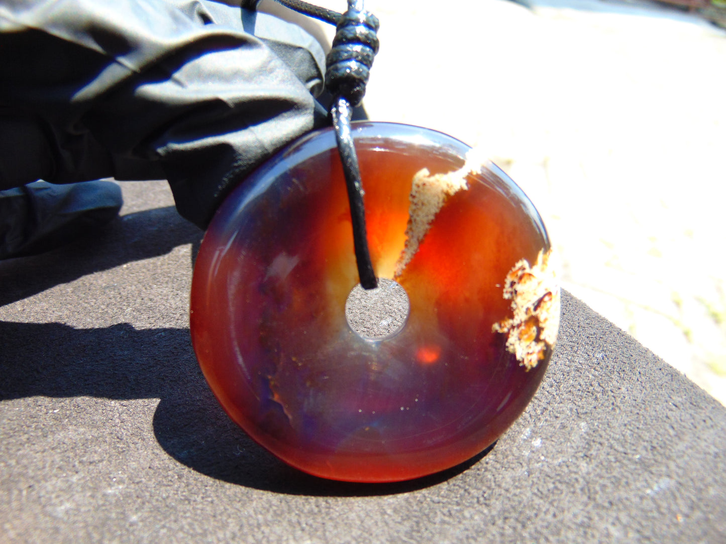 16 gr Donut Pendant Indonesian Blue Red Amber for Healing 25A123