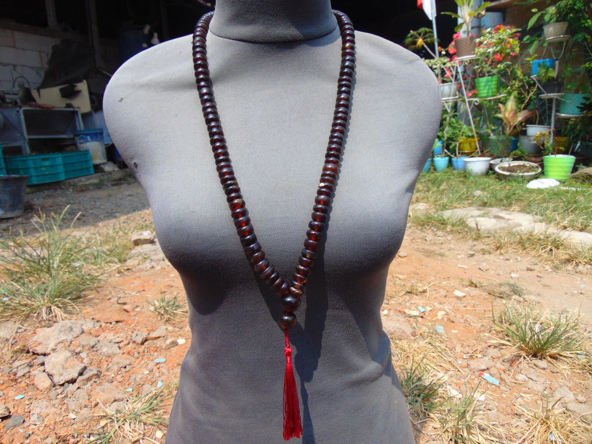 82 gram 108 Rosary Mala Buddha for Yoga and Meditation Indonesian Yellow Red Blue Amber for Healing 26SR10