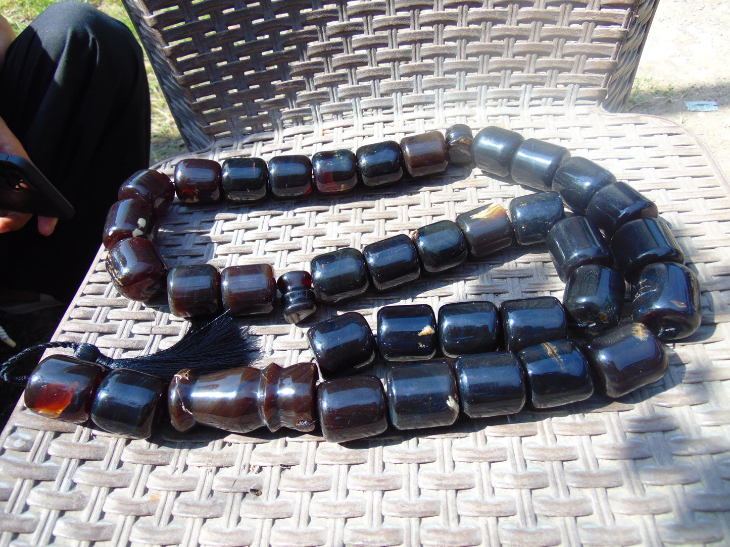 748 gr Komboloi Tasbih Rosary 33+2 Beads 30x25 mm Indonesian dark red Amber for Healing 26TBH1