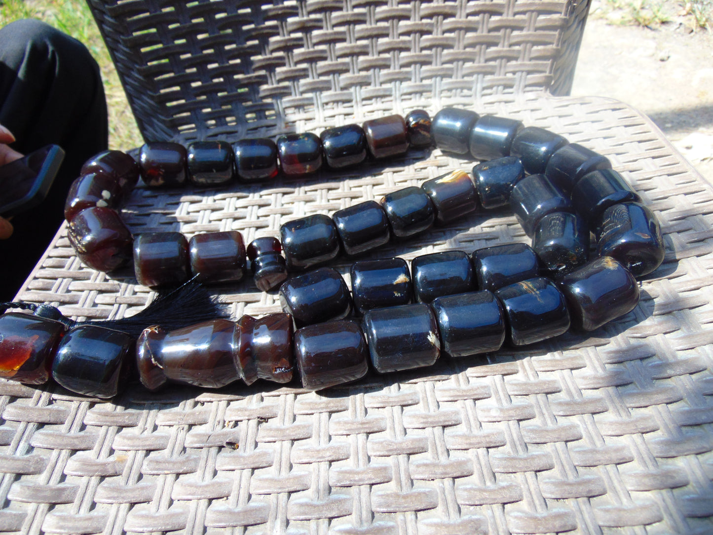 748 gr Komboloi Tasbih Rosary 33+2 Beads 30x25 mm Indonesian dark red Amber for Healing 26TBH1