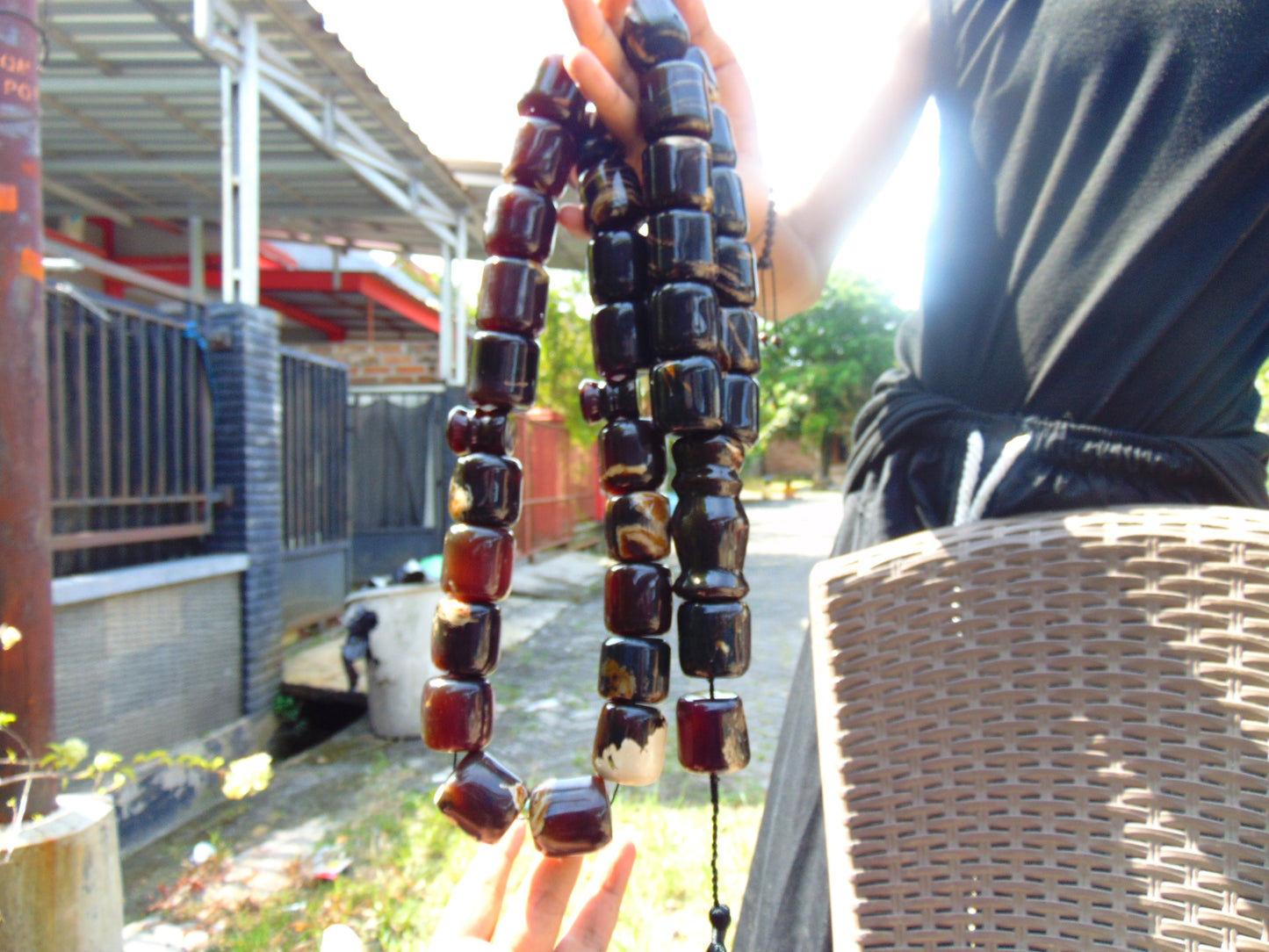 755 gr Komboloi Tasbih Rosary 33+2 Beads 30x25 mm Indonesian dark white Amber for Healing 26TBH2
