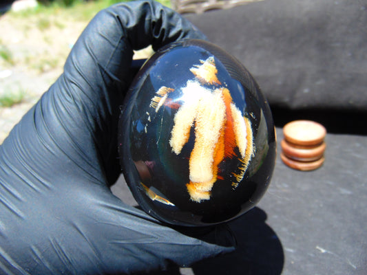 146 gr Shaped Egg 72x62 mm Indonesian Blue Amber for Healing TR8