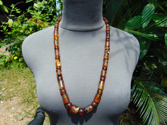 57 gr Small Beads Combination Necklace Indonesian yellow Amber for Healing A43K46