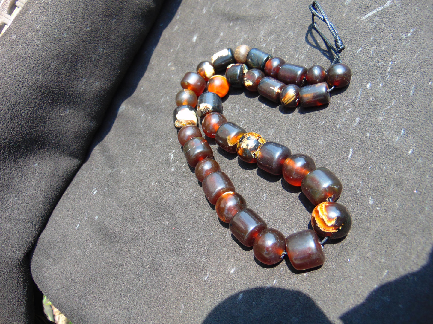 84 gr Small Beads Combination Necklace Indonesian Dark Red Amber for Healing A33K50