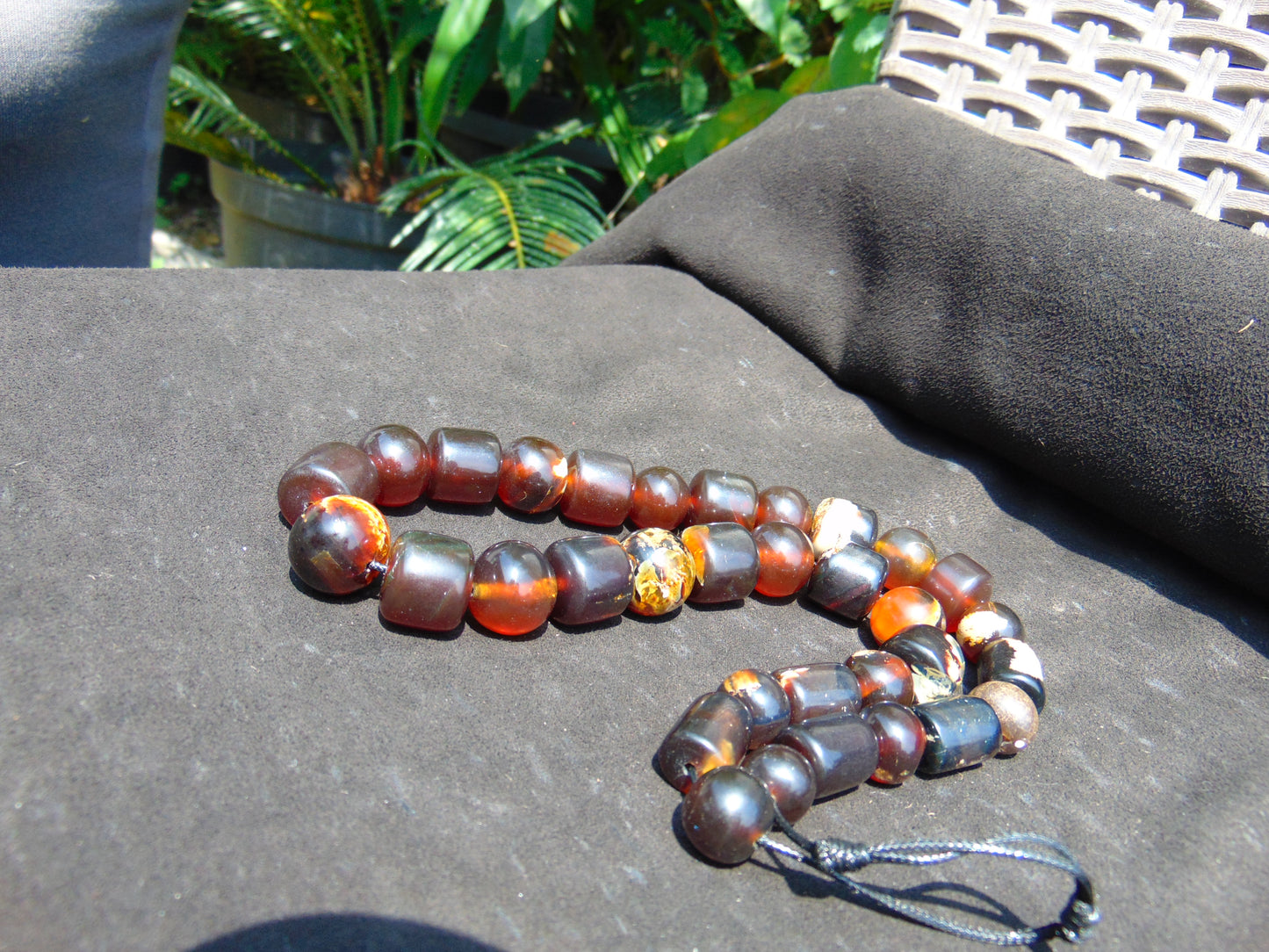 84 gr Small Beads Combination Necklace Indonesian Dark Red Amber for Healing A33K50