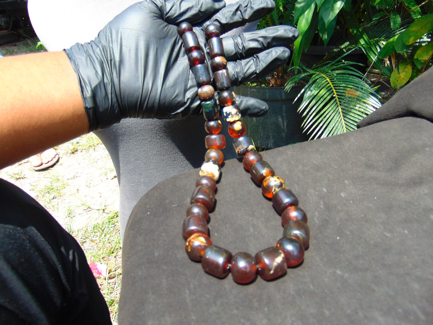84 gr Small Beads Combination Necklace Indonesian Dark Red Amber for Healing A33K50