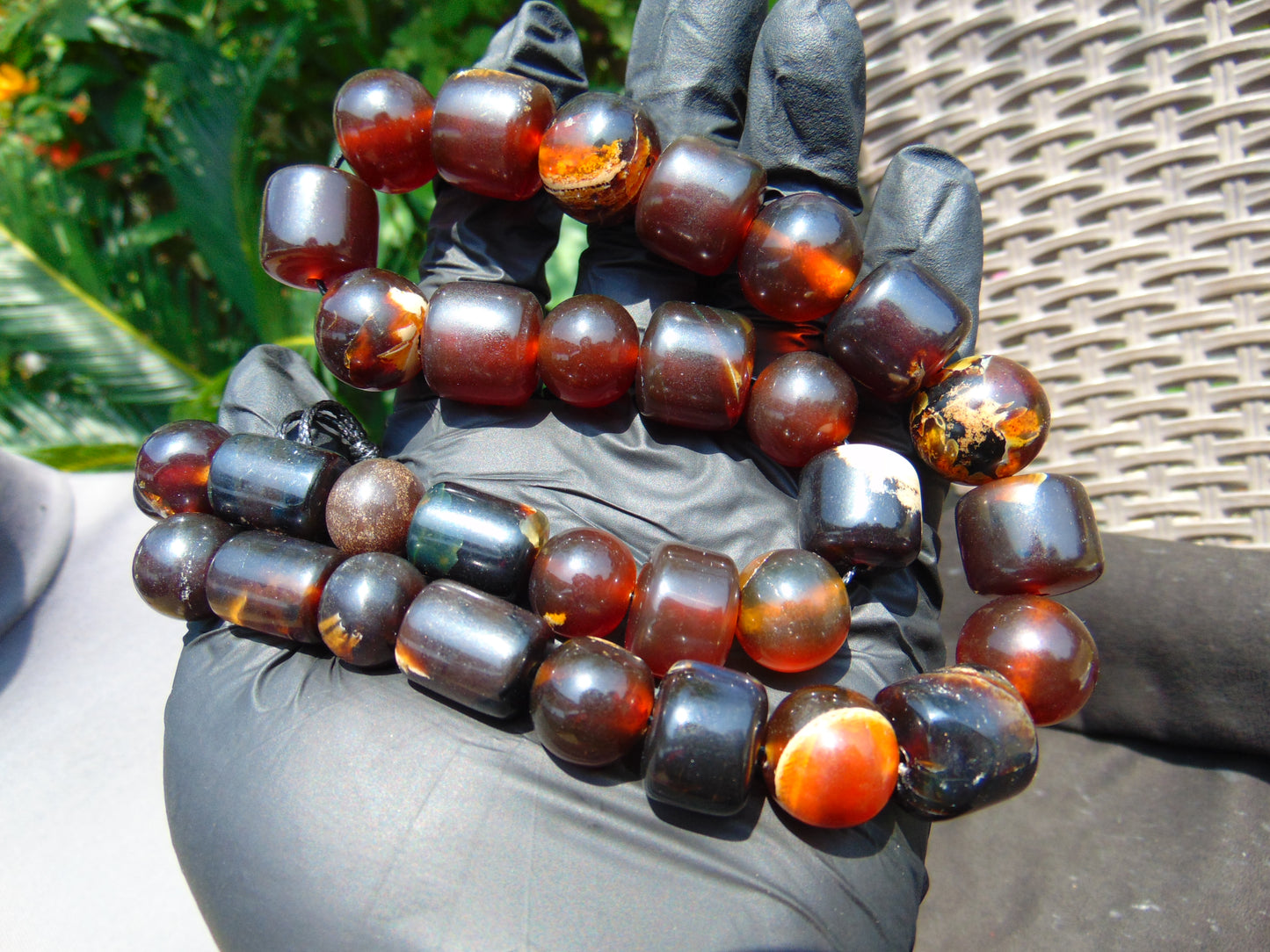 84 gr Small Beads Combination Necklace Indonesian Dark Red Amber for Healing A33K50