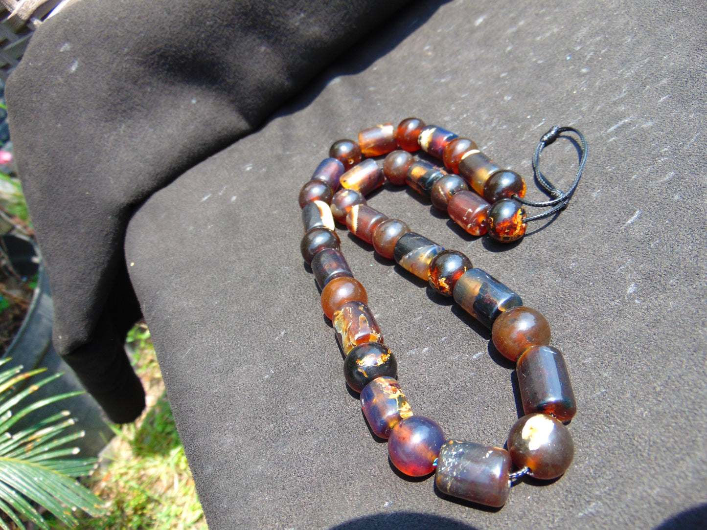 62 gr Small Beads Combination Necklace Indonesian Dark Red Amber for Healing A33K51