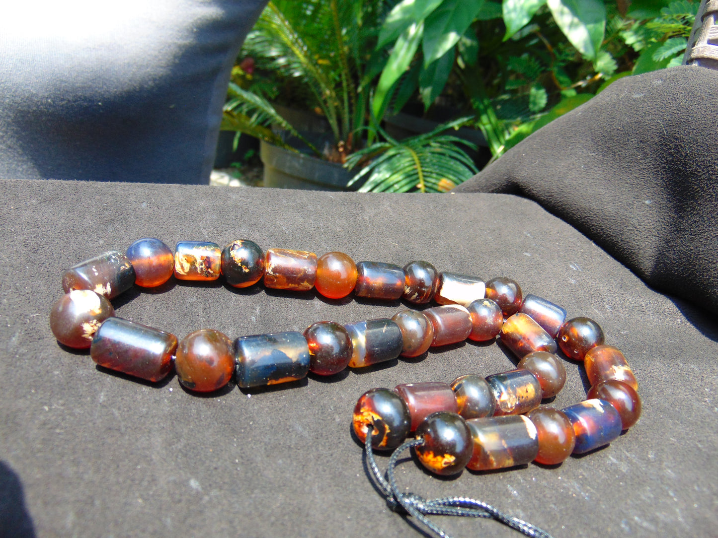 62 gr Small Beads Combination Necklace Indonesian Dark Red Amber for Healing A33K51