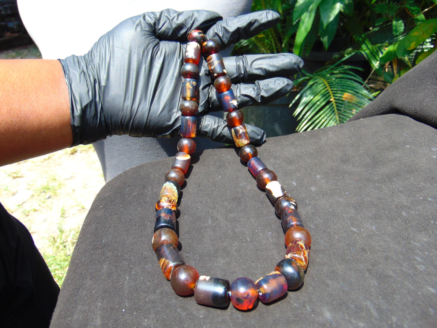 62 gr Small Beads Combination Necklace Indonesian Dark Red Amber for Healing A33K51