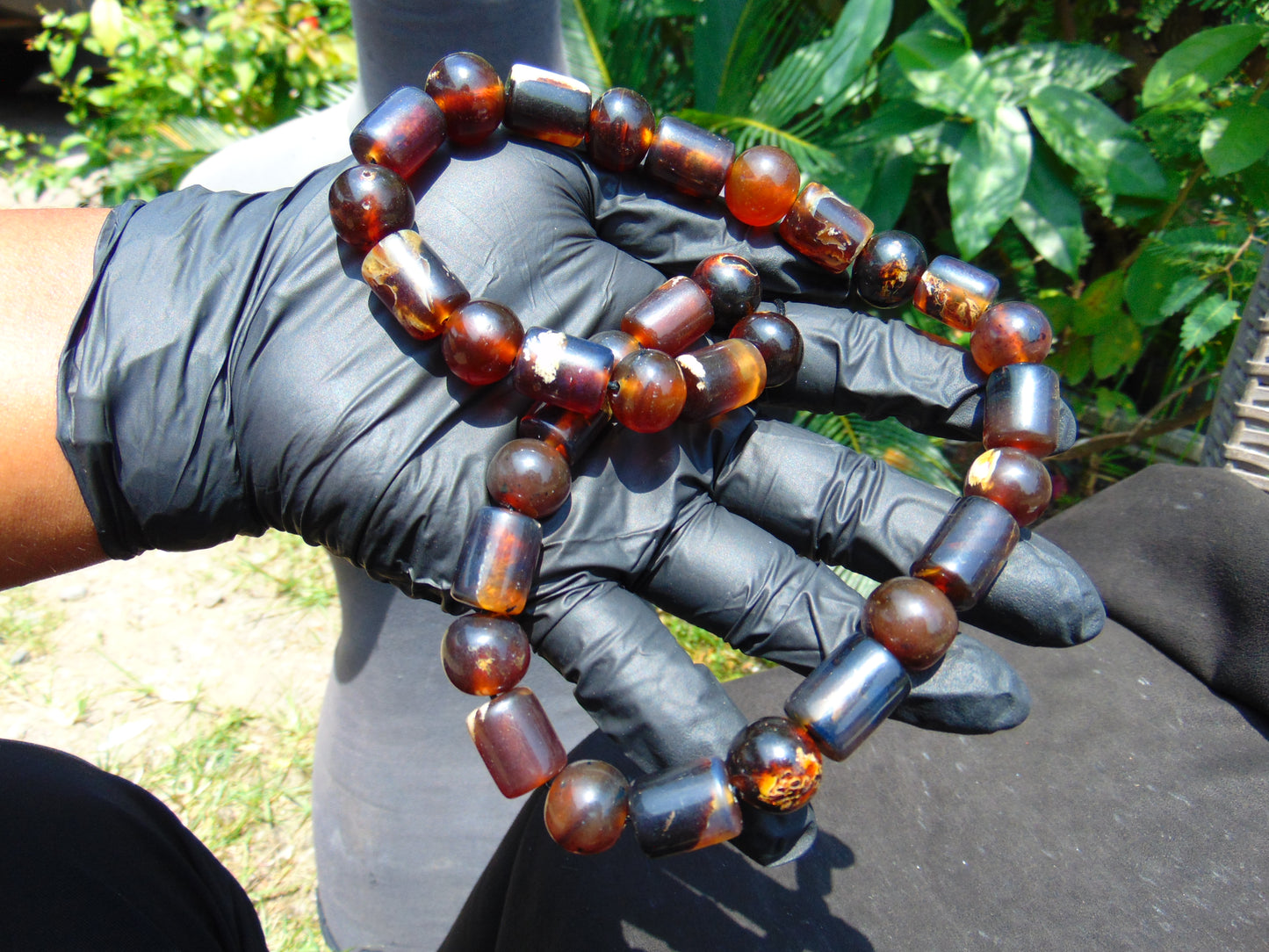 62 gr Small Beads Combination Necklace Indonesian Dark Red Amber for Healing A33K51