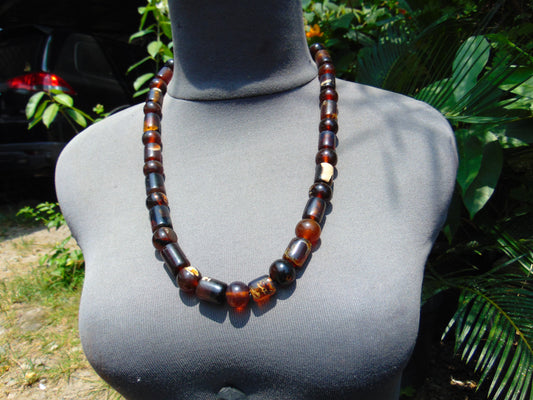 62 gr Small Beads Combination Necklace Indonesian Dark Red Amber for Healing A33K51