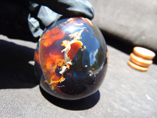116 gr Shaped Egg 65x53 mm Indonesian Blue Amber for Healing TR1