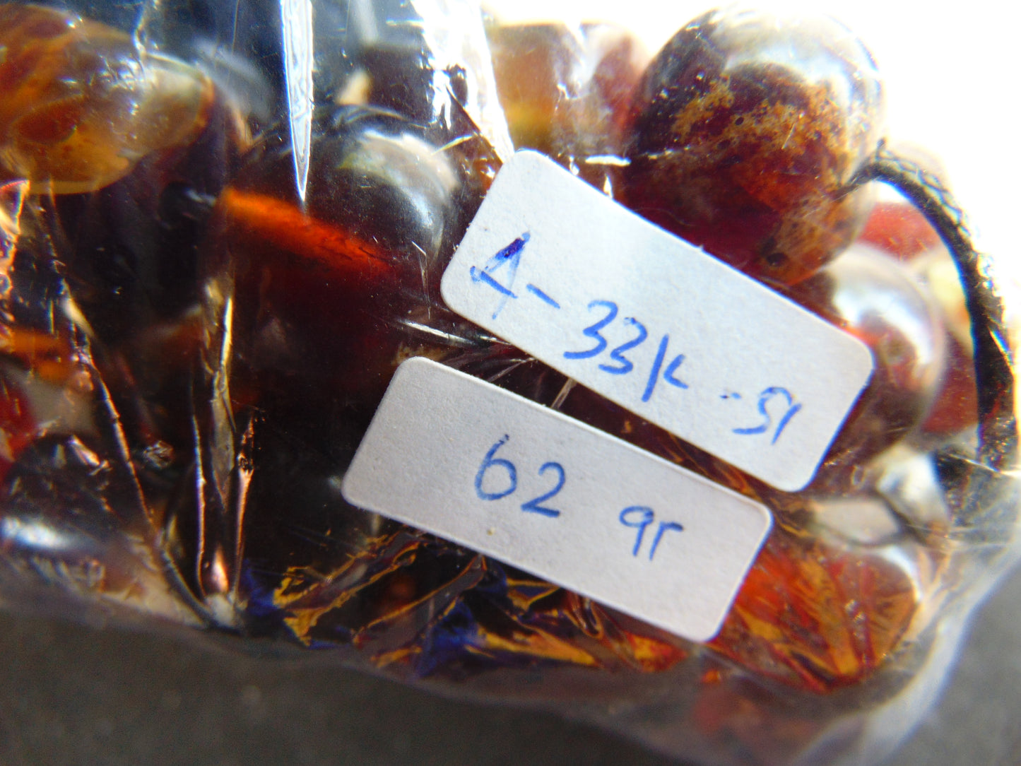 62 gr Small Beads Combination Necklace Indonesian Dark Red Amber for Healing A33K51