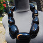 463 gr Big Necklace Indonesian Dark Blue Amber for Healing A9K61