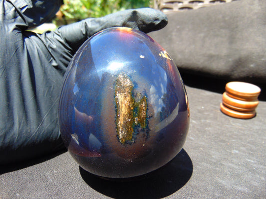298 gr Shaped Egg 90x75 mm Indonesian Blue Amber for Healing TR3