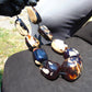405 gr Big Necklace Indonesian Dark Blue white Amber for Healing A9K63