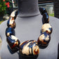 405 gr Big Necklace Indonesian Dark Blue white Amber for Healing A9K63