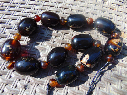 209 gram 19 Beads Big Necklace Indonesian white Amber for Healing 26NN3