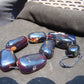 355 gr Big Necklace Indonesian Purple Blue Amber for Healing A9K65