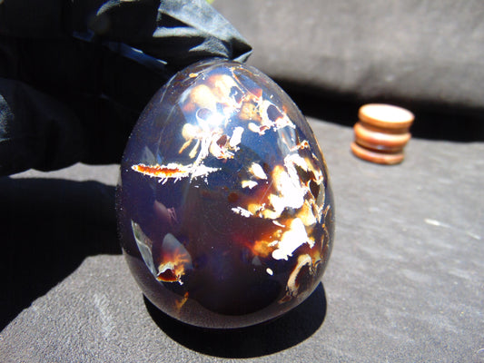 121gr Shaped Egg 70x56 mm Indonesian Blue Amber for Healing TR18