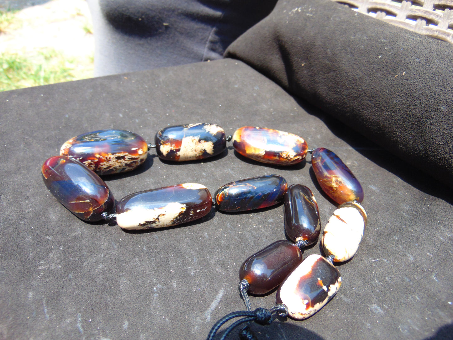 173 gram Small Beads Combination Necklace Indonesian White purple blue Amber for Healing A11K45