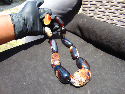 173 gram Small Beads Combination Necklace Indonesian White purple blue Amber for Healing A11K45