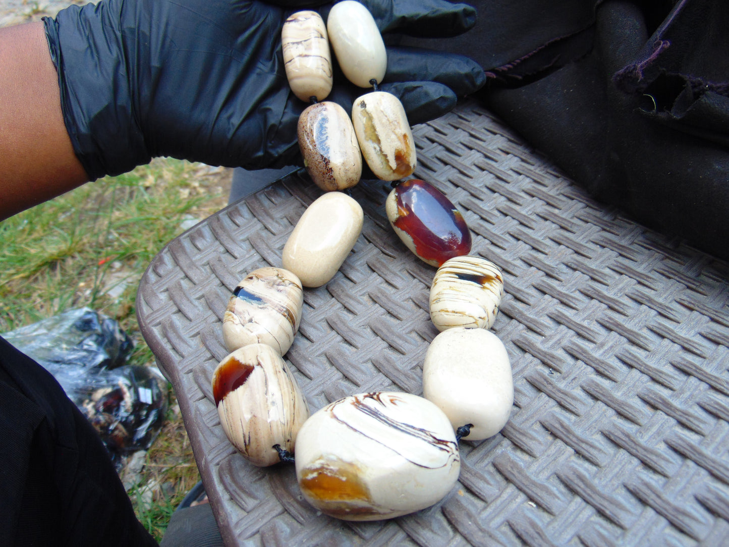 206 gram Small Beads Combination Necklace Indonesian White Amber for Healing A11K43