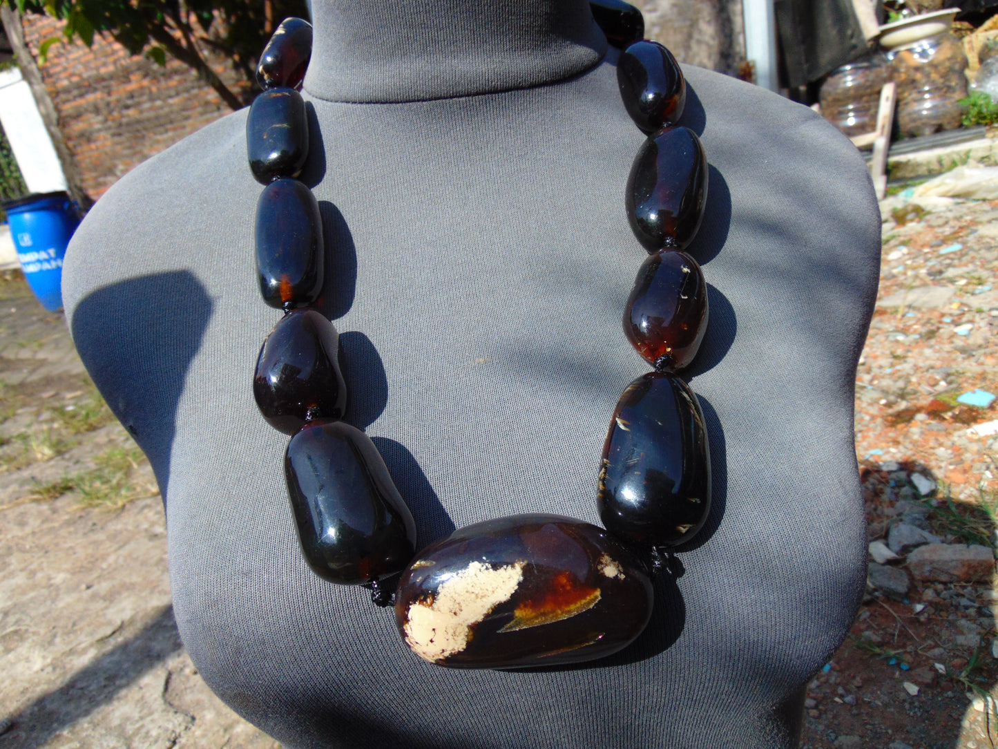 210 gram 11 Beads Big Necklace Indonesian white Amber for Healing A11K17
