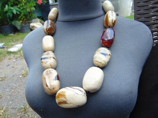 206 gram Small Beads Combination Necklace Indonesian White Amber for Healing A11K43