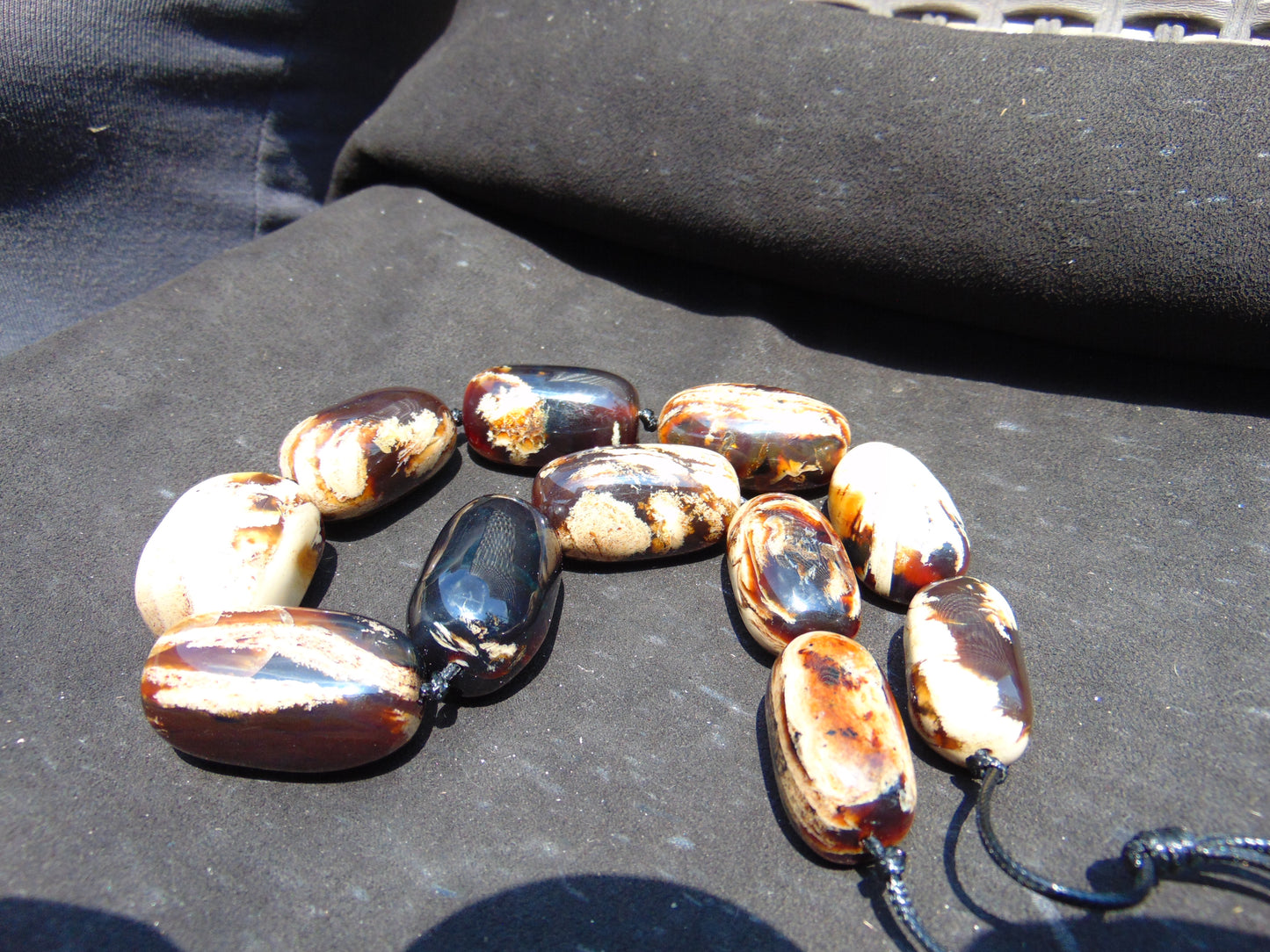 160 gram Small Beads Combination Necklace Indonesian Dark White Amber for Healing A11K36