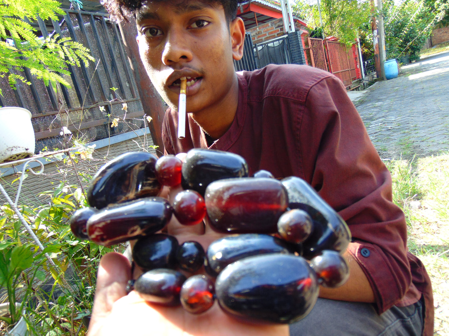 227 gram 19 Beads Big Necklace Indonesian Amber for Healing NK8