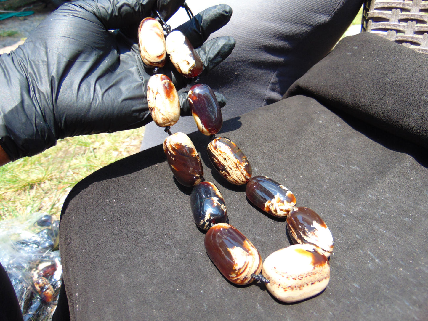 160 gram Small Beads Combination Necklace Indonesian Dark White Amber for Healing A11K36