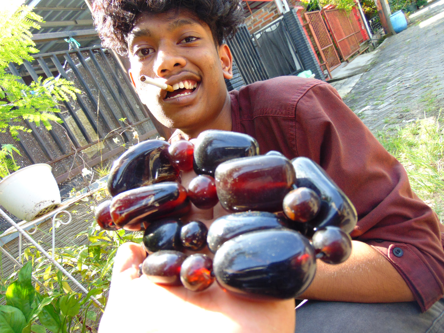 227 gram 19 Beads Big Necklace Indonesian Amber for Healing NK8