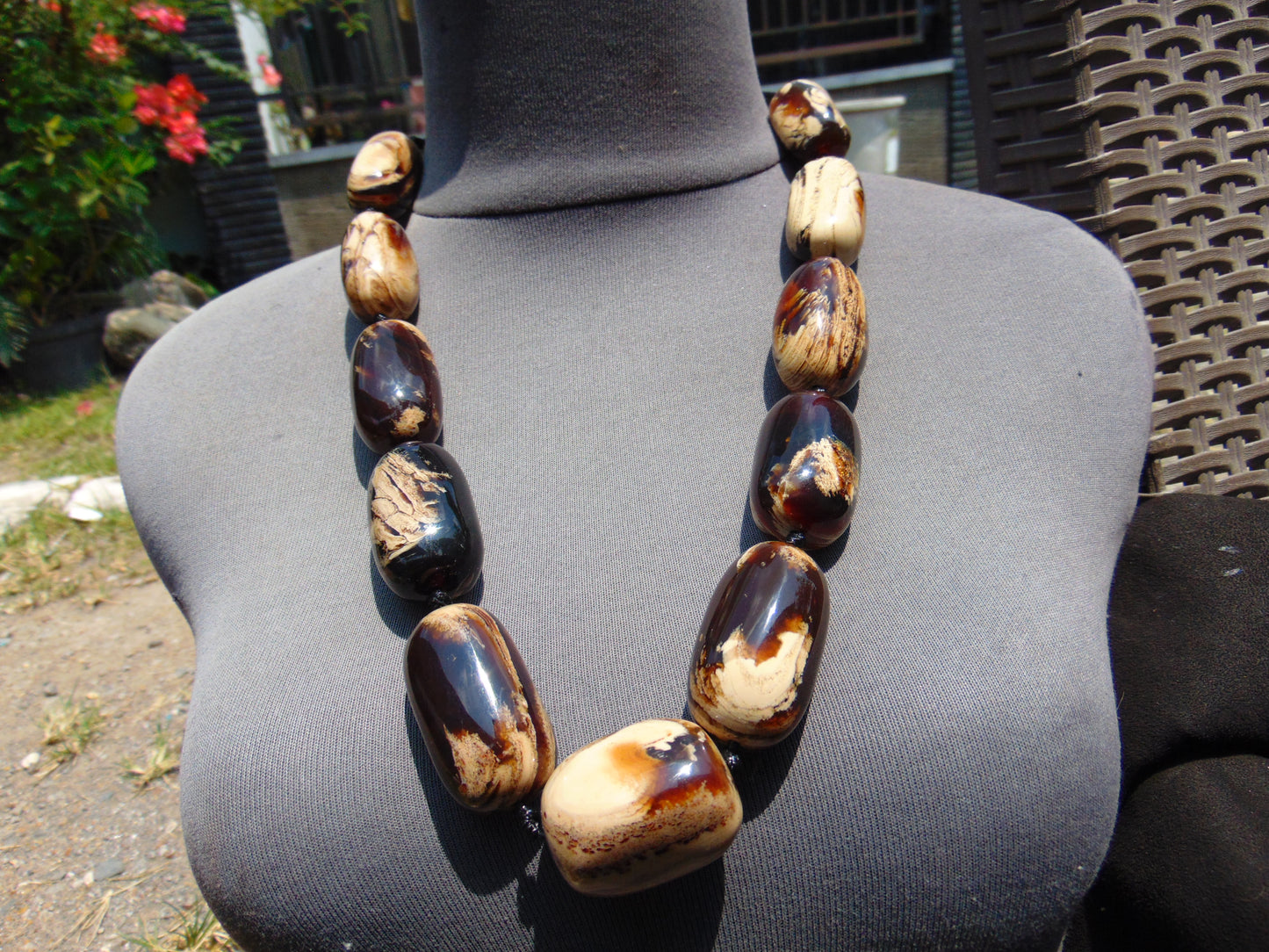 160 gram Small Beads Combination Necklace Indonesian Dark White Amber for Healing A11K36