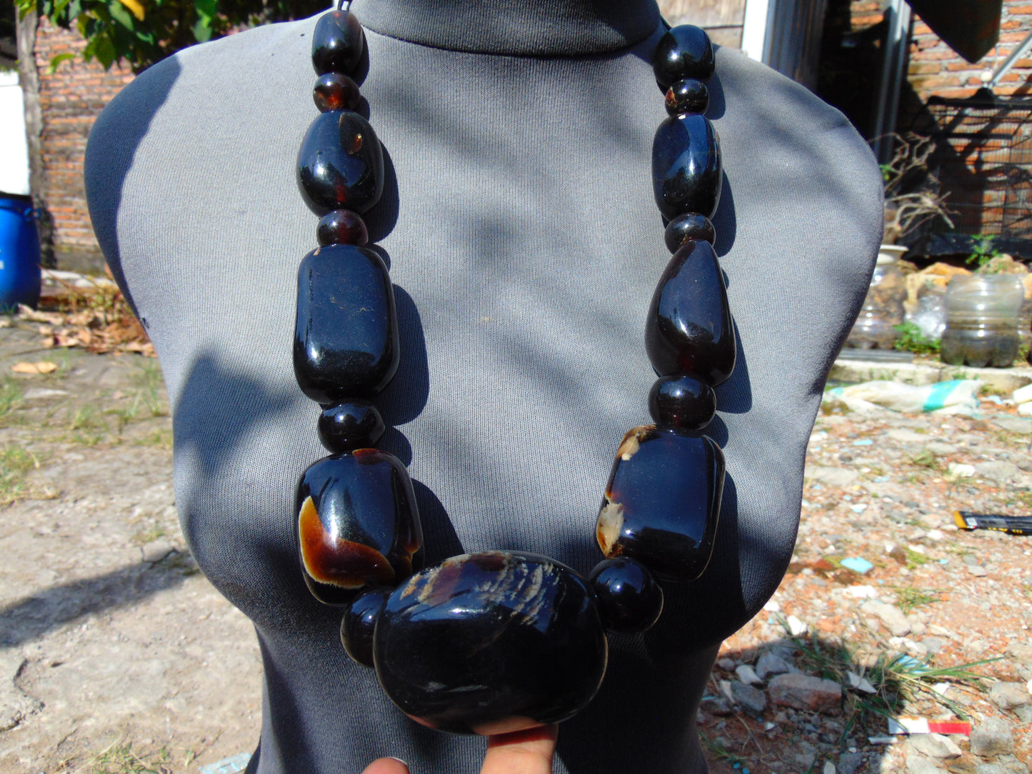 227 gram 19 Beads Big Necklace Indonesian Amber for Healing NK8