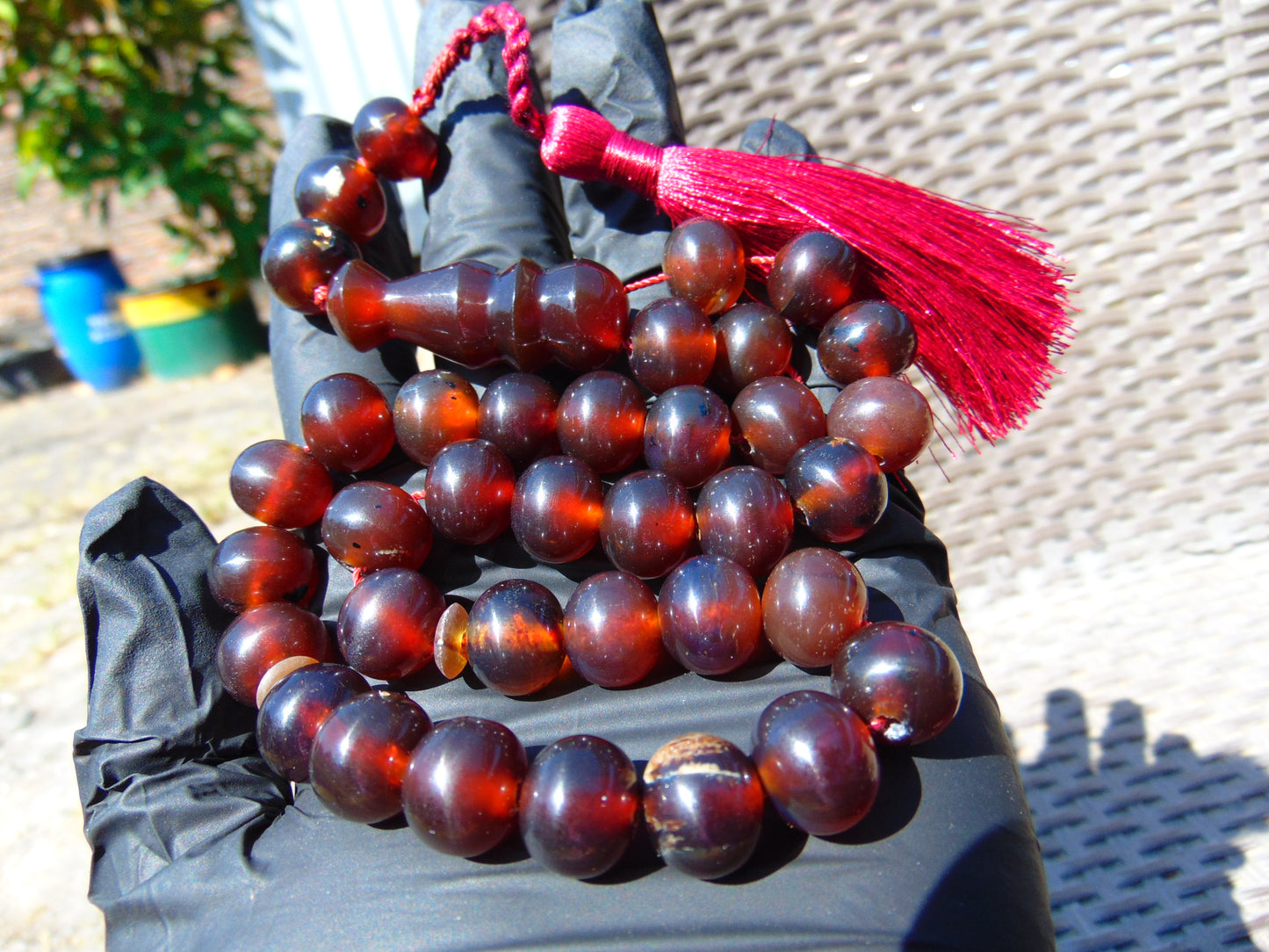 47 gr Hand Tasbih 33+3 Beads 12 mm Indonesian Red Amber for Healing FR67
