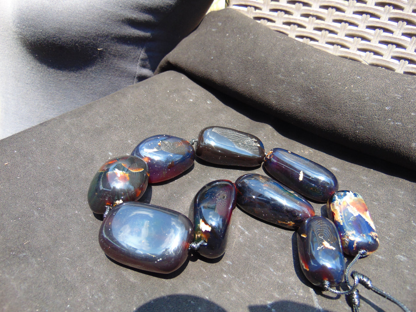 306 gr Big Necklace Indonesian Dark Blue Amber for Healing A9K66