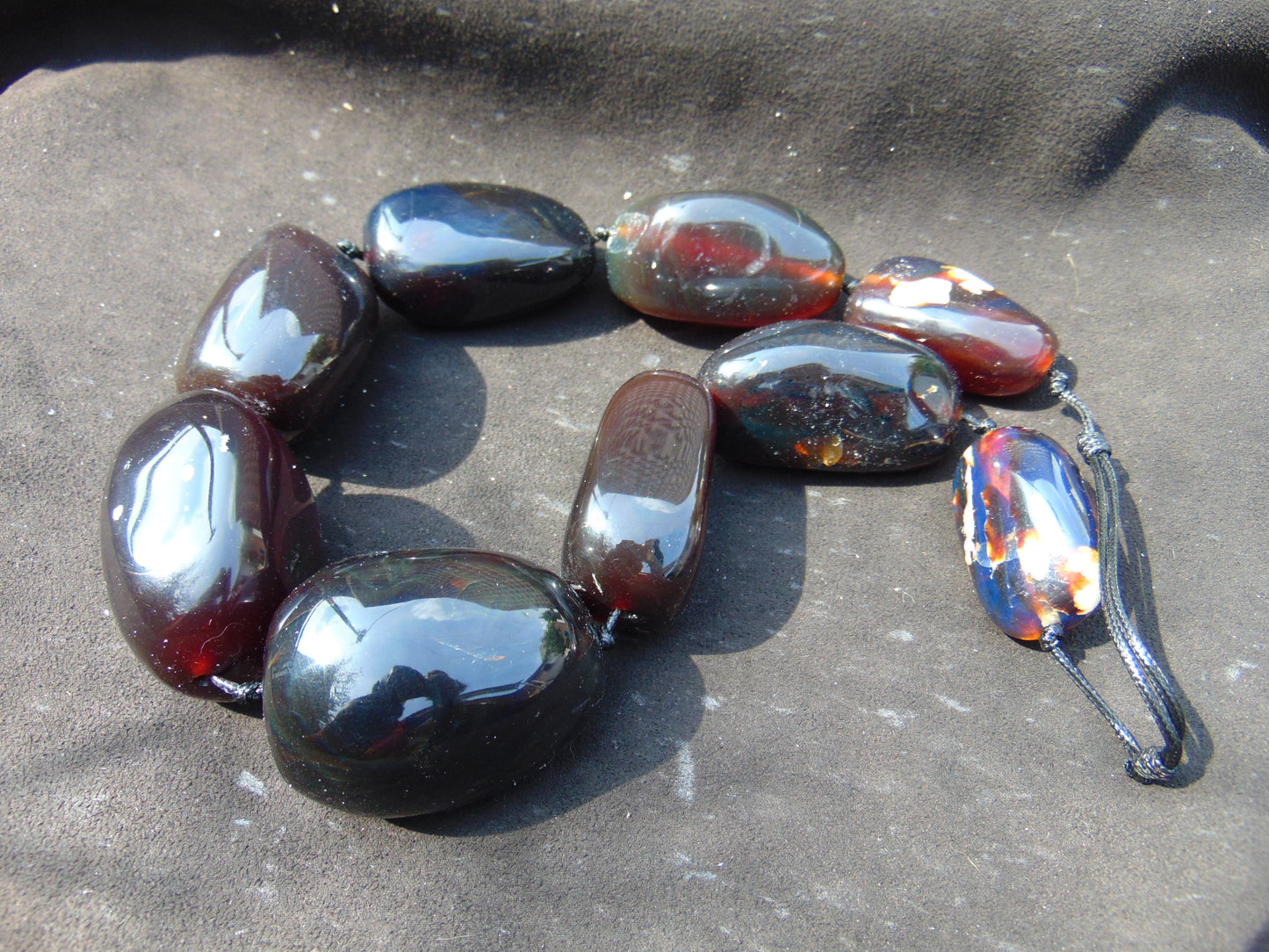 385 gr Big Necklace Indonesian Dark Red Amber for Healing A9K64