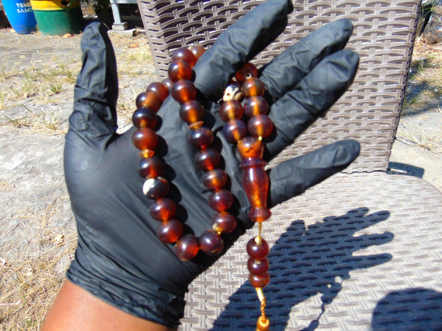 46 gr Hand Tasbih 33+3 Beads 12 mm Indonesian Yellow Red Amber for Healing FR68