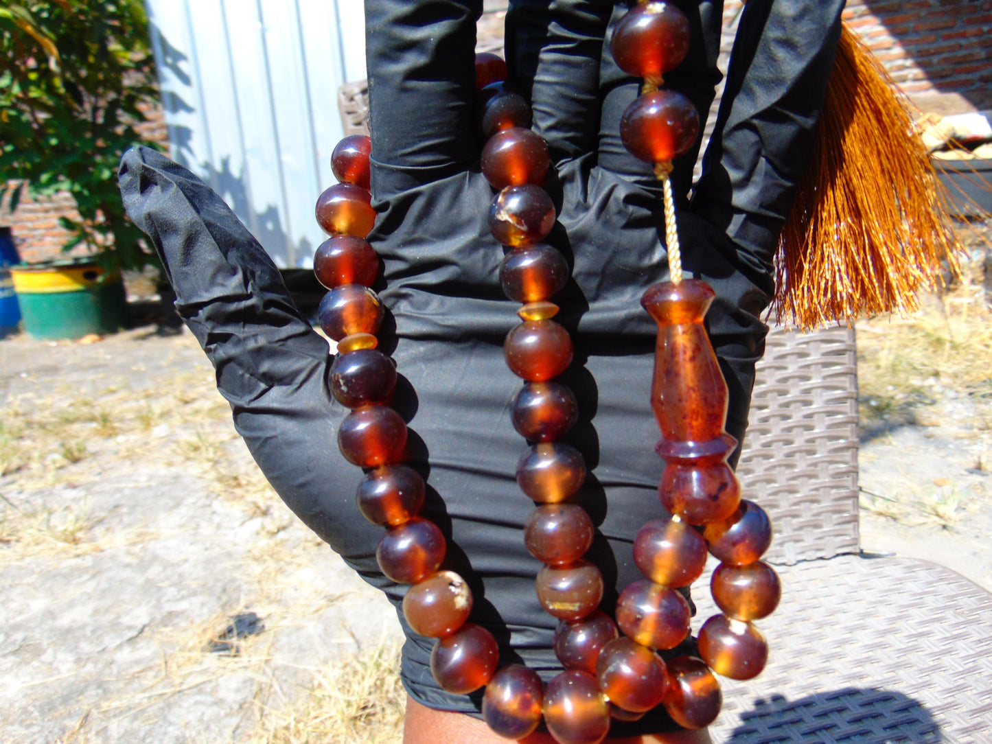 46 gr Hand Tasbih 33+3 Beads 12 mm Indonesian Yellow Red Amber for Healing FR68