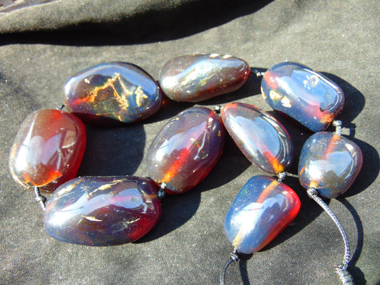 266 gram 9 Beads Big Necklace Indonesian white Amber for Healing A9K27