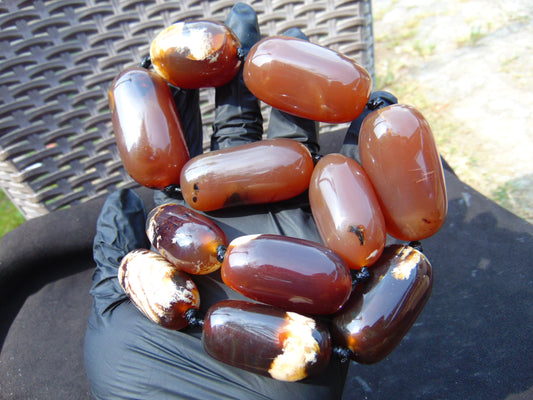 169 gram Small Beads Combination Necklace Indonesian Caramel Red Amber for Healing A11K39