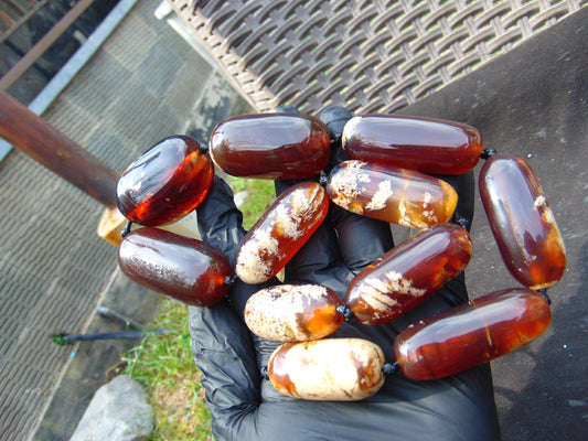162 gram Small Beads Combination Necklace Indonesian White Red blue Amber for Healing A11K40