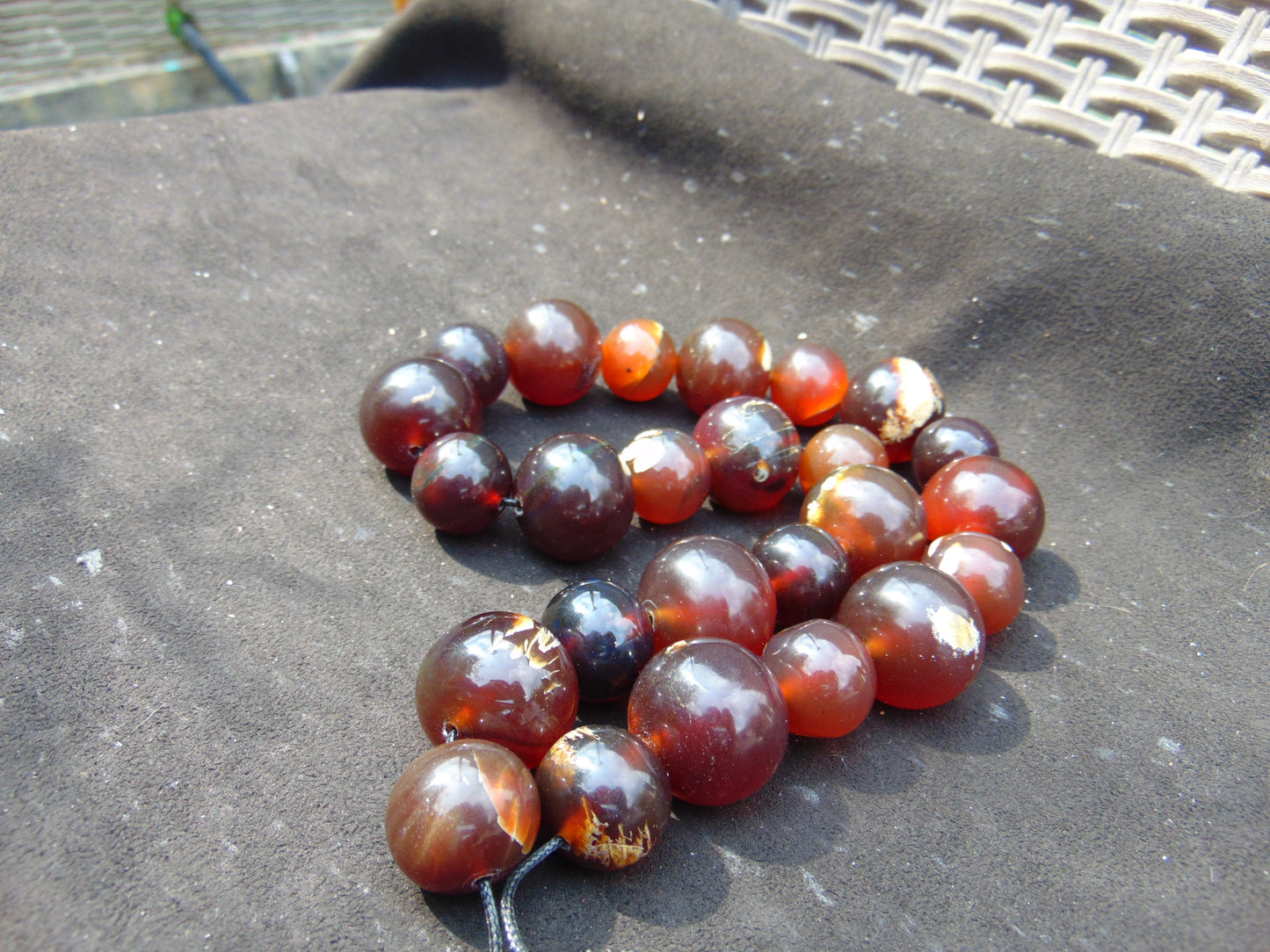 176 gr Small Beads Combination Necklace Indonesian Red Amber for Healing A25K48